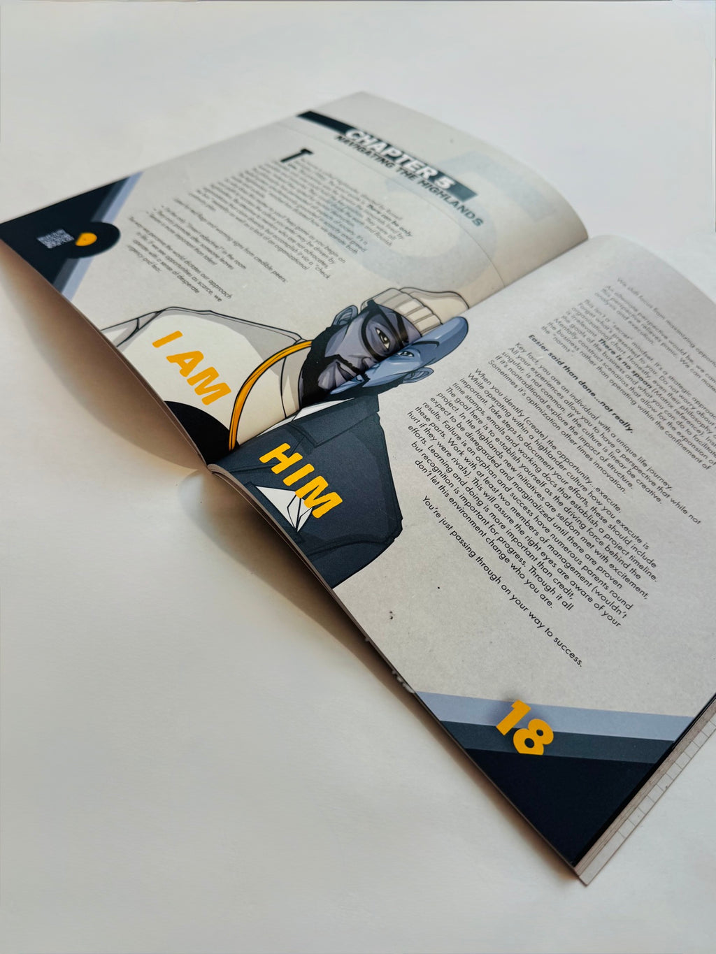 Chapter 5, Navigating the Highlands — the I AM HIM split-face spread