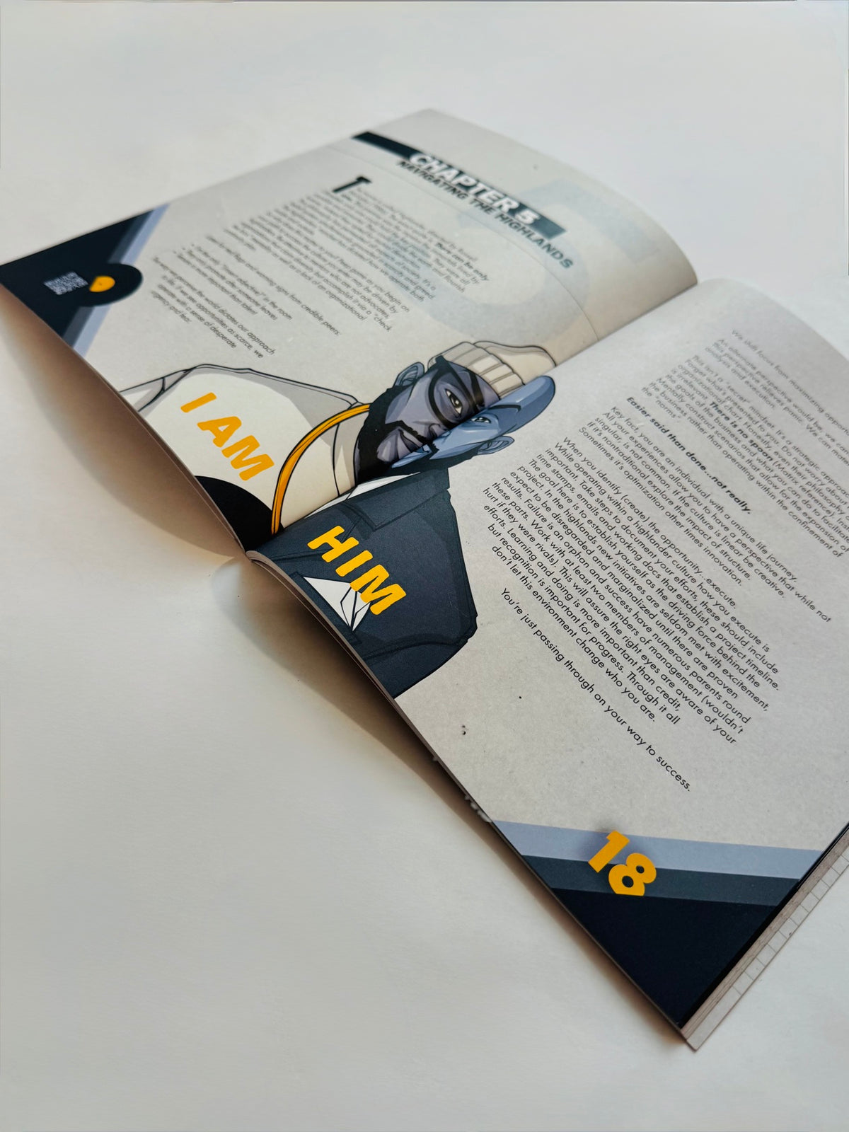 Chapter 5, Navigating the Highlands — the I AM HIM split-face spread